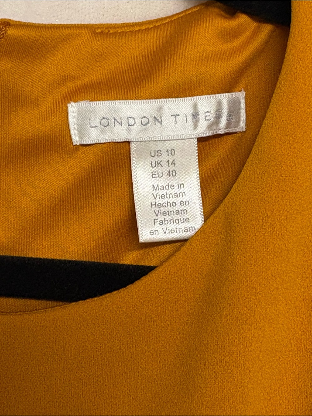London Times Mustard Long-Sleeve Sheath Dress with Belt Detail - Picture 3 of 4